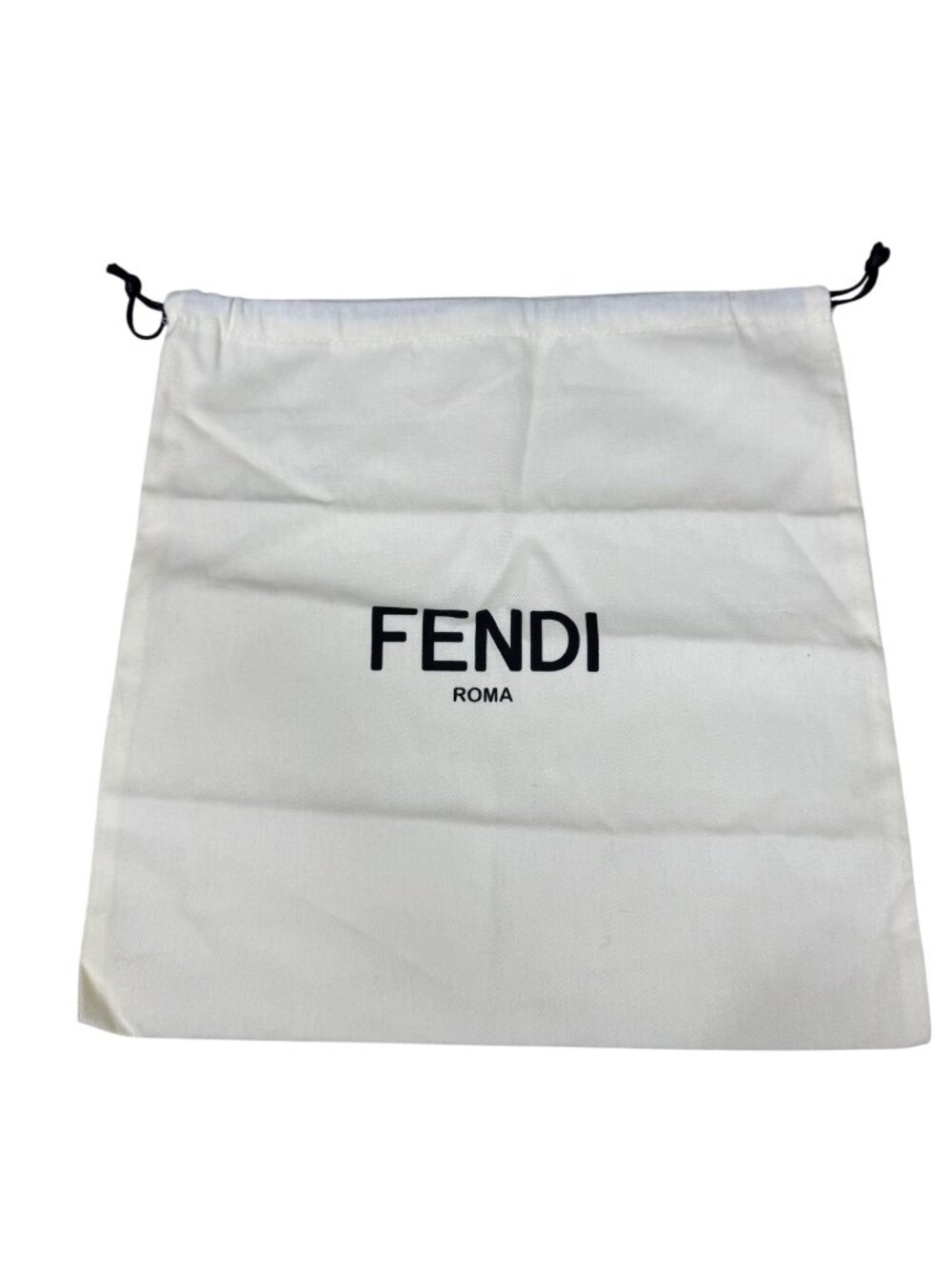 Fendi Roma White Cotton Drawstring Dust Bag 13x14 Storage Pouch Luxury Authentic